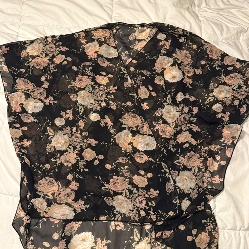 Women’s sheer black floral coverup
